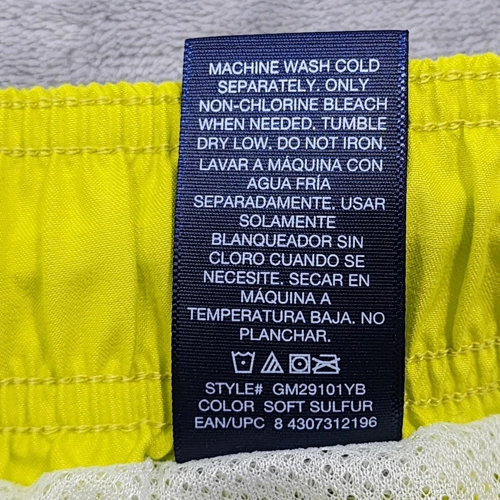 George Swim Shorts Mens 2XL Yellow Lined Elastic Waist Pockets Beach Summer